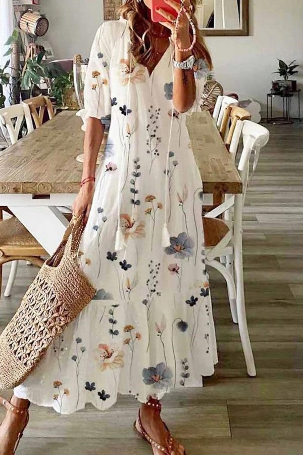 Damen langes Abendkleid im Boho-Stil für Hochzeitsgäste in Weiß