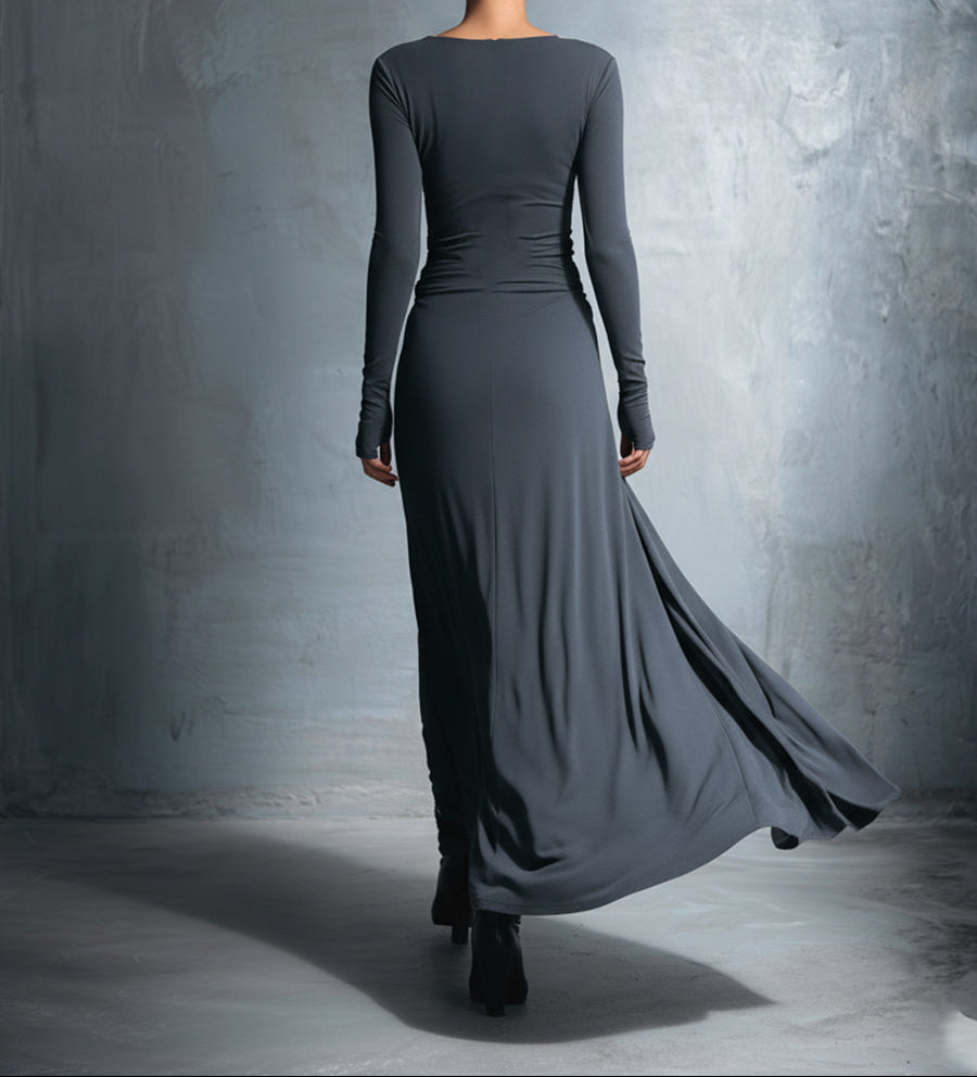 Damen langes Abendkleid im Wickelstil (9)