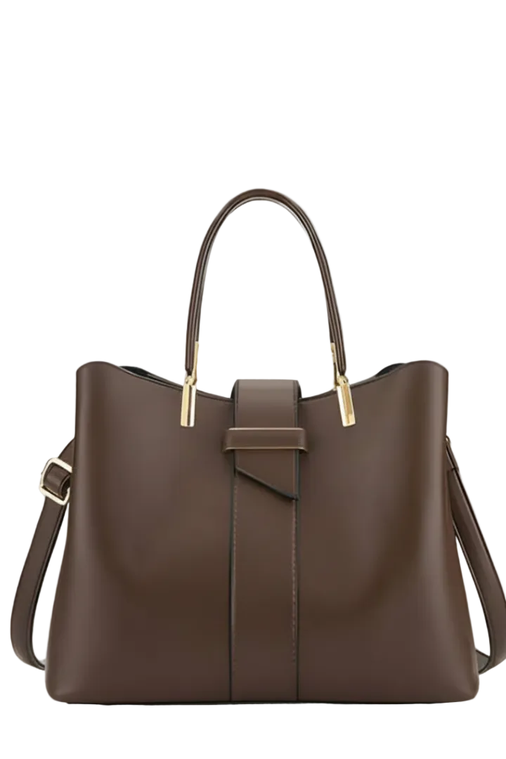 Damen Laptoptasche mit Schulterriemen und strukturiertem Design in Kaffee