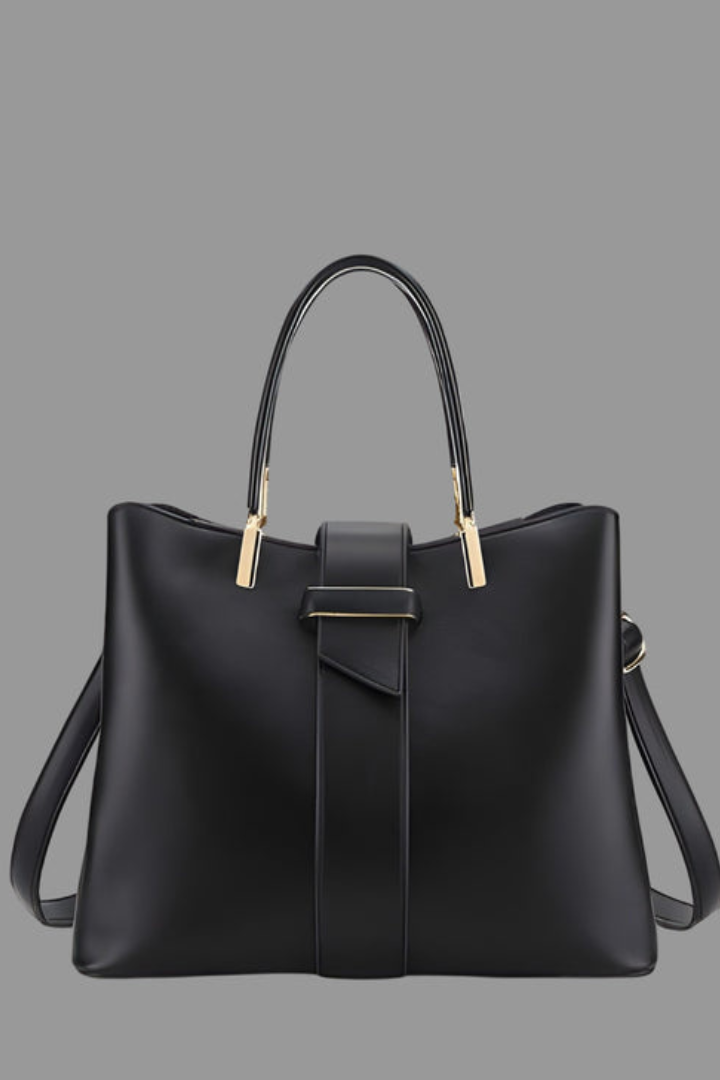 Damen Laptoptasche mit Schulterriemen und strukturiertem Design in Schwarz