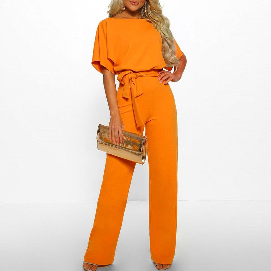 Damen Lässiger Kurzarm-Jumpsuit-Set für den Sommer in Gelb