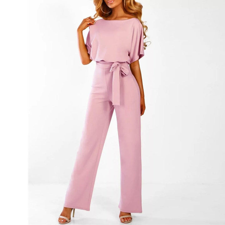 Damen Lässiger Kurzarm-Jumpsuit-Set für den Sommer in Rosa