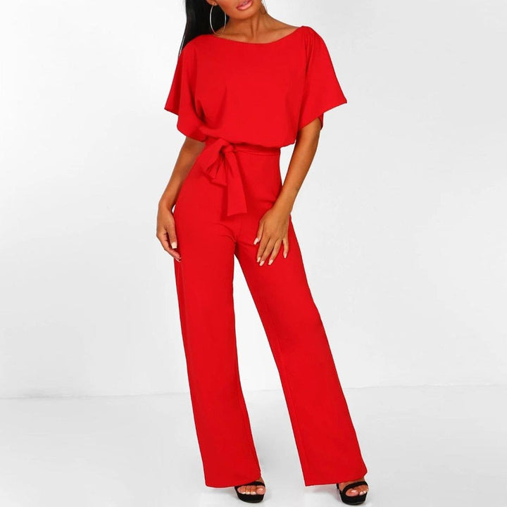 Damen Lässiger Kurzarm-Jumpsuit-Set für den Sommer in Rot