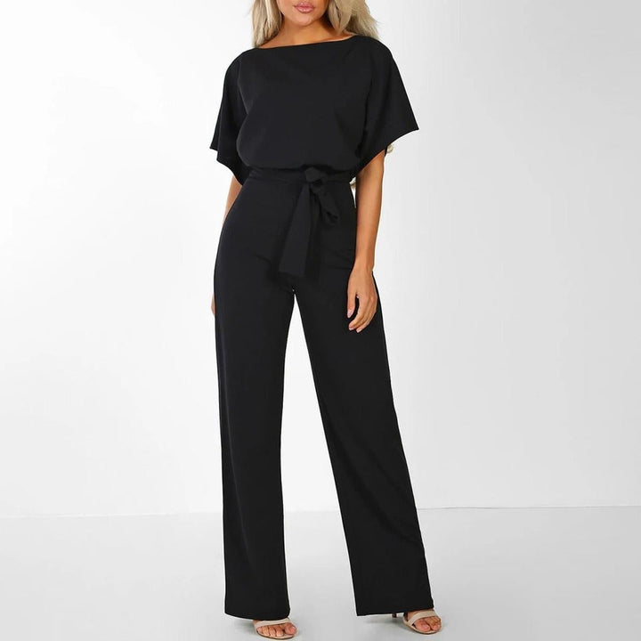 Damen Lässiger Kurzarm-Jumpsuit-Set für den Sommer in Schwarz