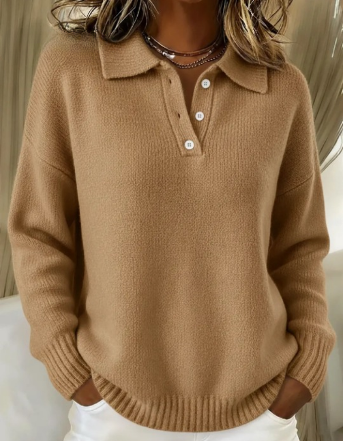 Damen Lässiger Pullover zum Schichten im Alltag in Kamel