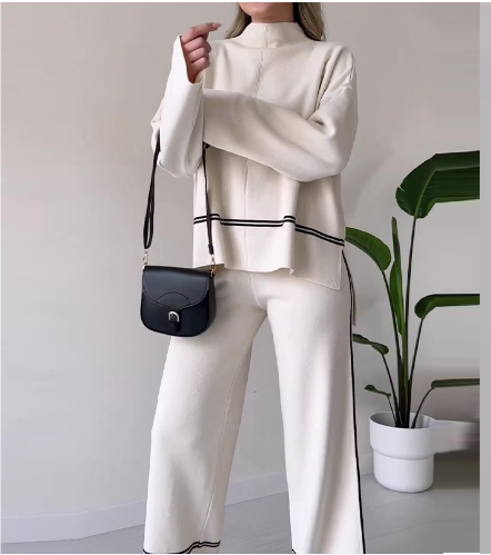 Damen Lässiges Set aus Bluse und Hose in Weiß