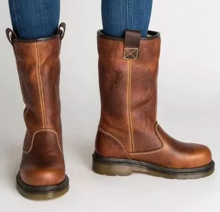 Damen Leder Stiefel für Herbst in Braun