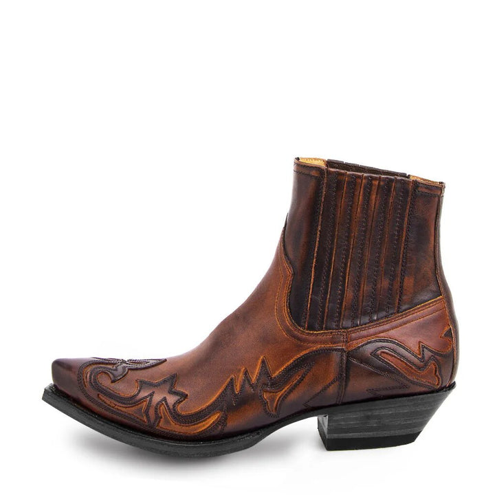 Damen Leder Stiefeletten im Western-Stil in Braun