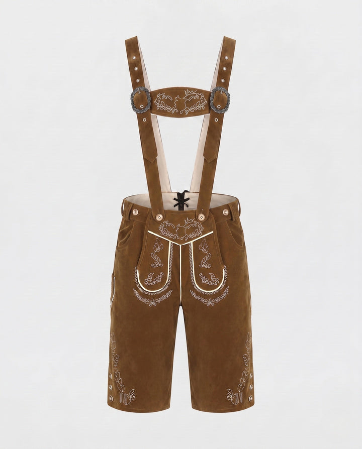 Damen Lederhose im Trachten-Stil zum Oktoberfest in Braun