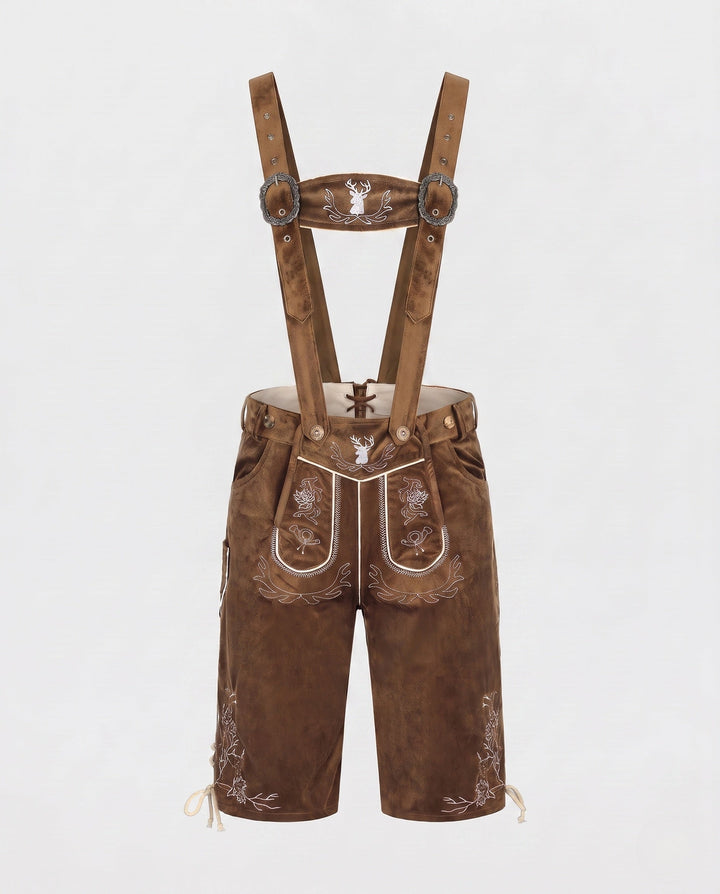 Damen Lederhose im Trachten-Stil zum Oktoberfest in Dunkelbraun