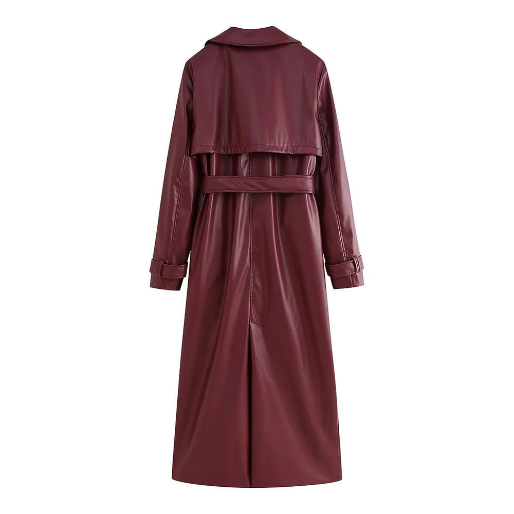 Damen Lederjacke im Trench-Stil für Herbst (2)