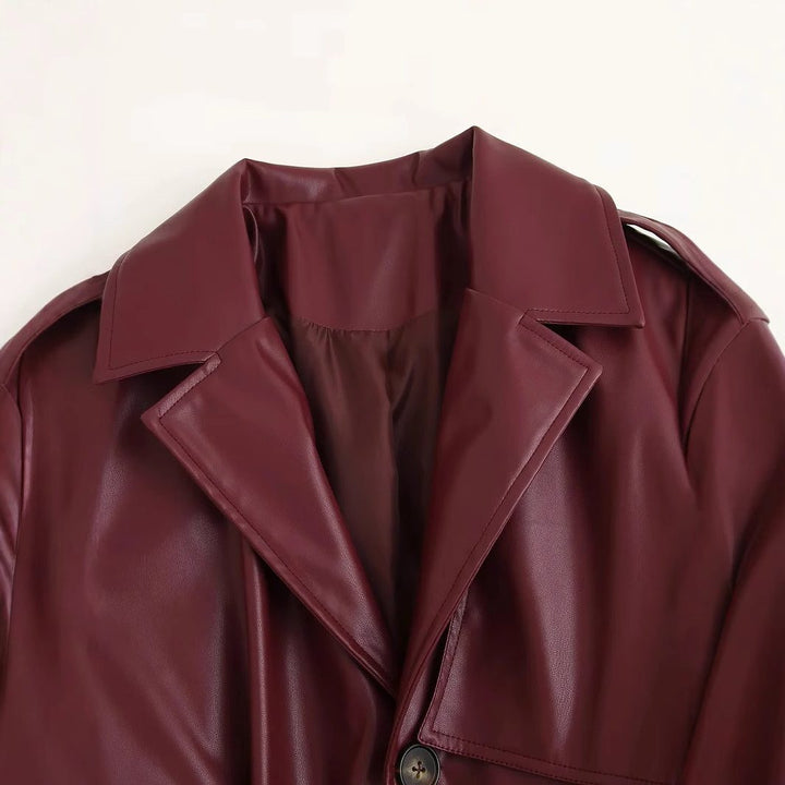 Damen Lederjacke im Trench-Stil für Herbst (3)