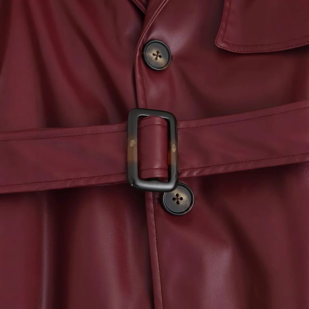 Damen Lederjacke im Trench-Stil für Herbst (4)