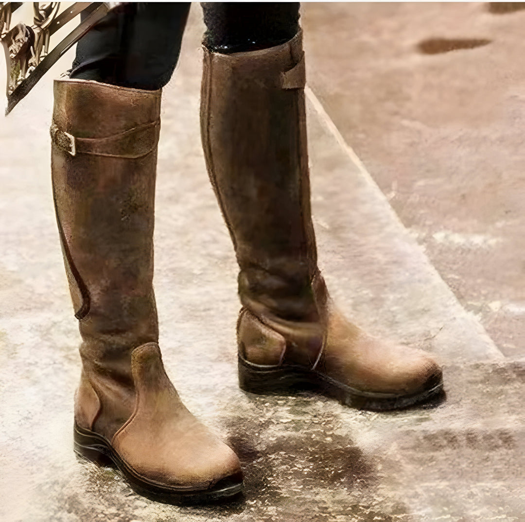 Damen Lederstiefel für Alltag und Arbeit in Braun