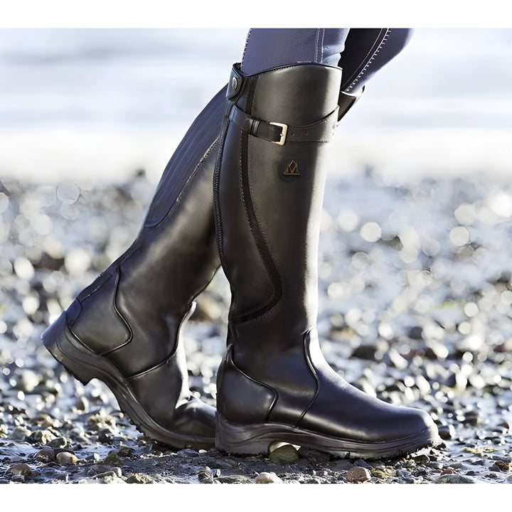 Damen Lederstiefel für Alltag und Arbeit in Schwarz
