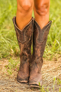 Alina | Damen Lederstiefel im Western-Stil
