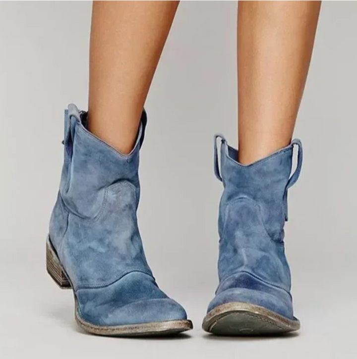 Damen Lederstiefel im Westernstil in Blau