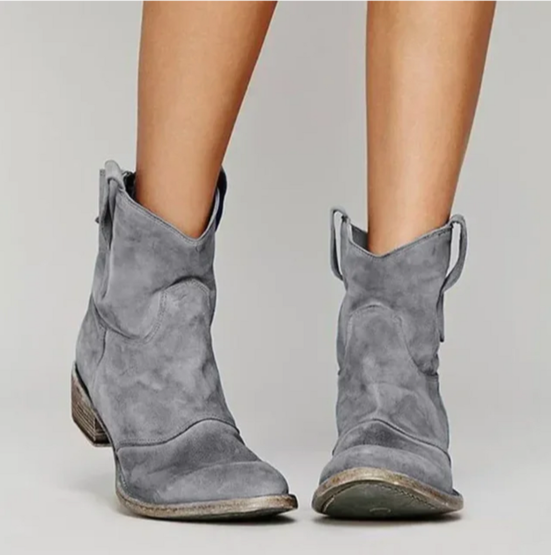 Damen Lederstiefel im Westernstil in Grau