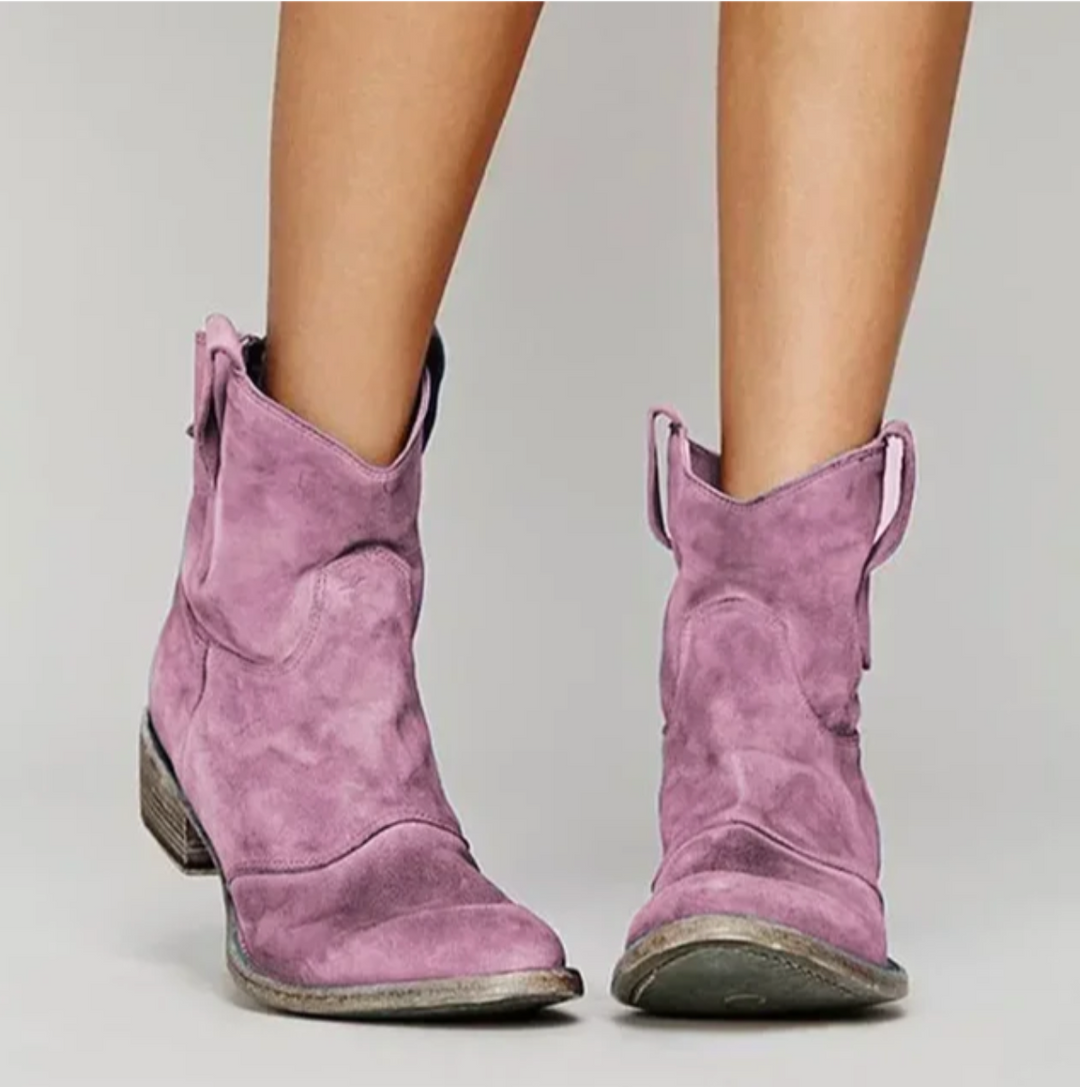 Damen Lederstiefel im Westernstil in Rosa