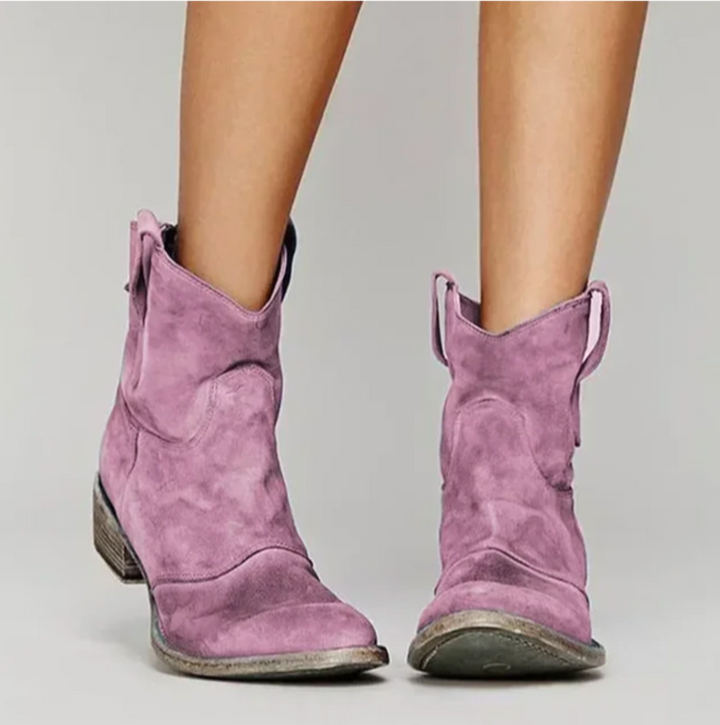 Damen Lederstiefel im Westernstil in Rosa