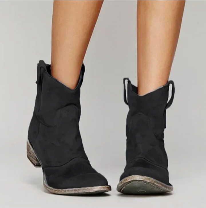 Damen Lederstiefel im Westernstil in Schwarz
