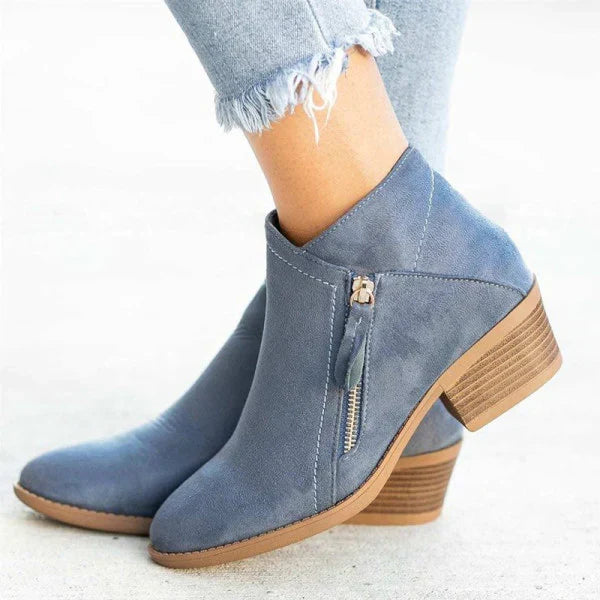 Damen Lederstiefeletten elegant für Herbst in Blau