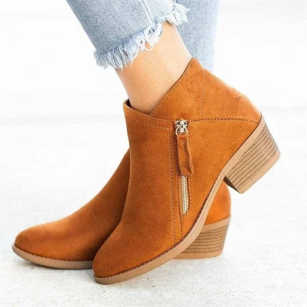 Damen Lederstiefeletten elegant für Herbst in Orange