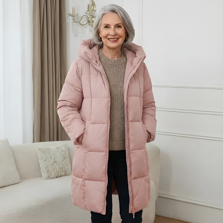 Damen Leichte Elegante Pufferjacke im Herbst in Blassrosa