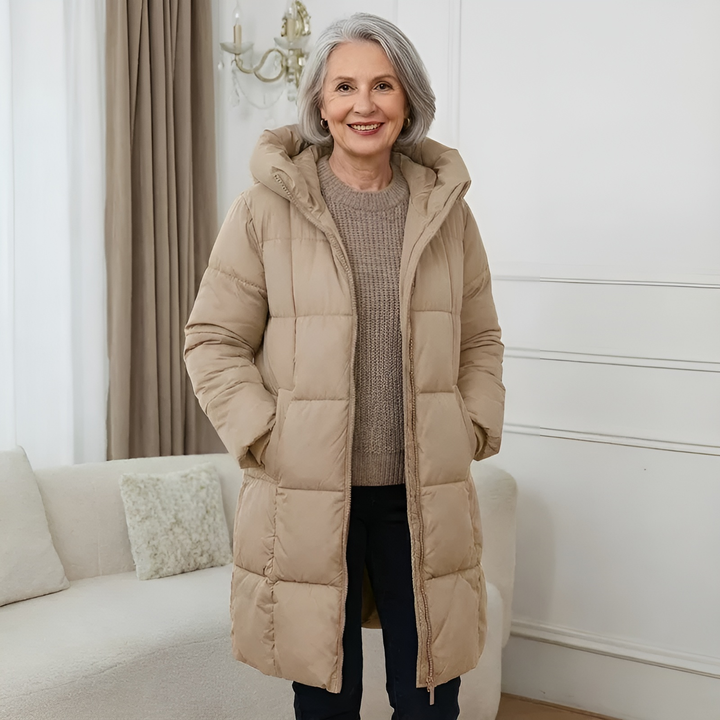 Damen Leichte Elegante Pufferjacke im Herbst in Kamel