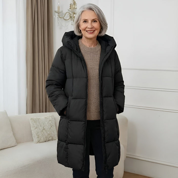Damen Leichte Elegante Pufferjacke im Herbst in Schwarz