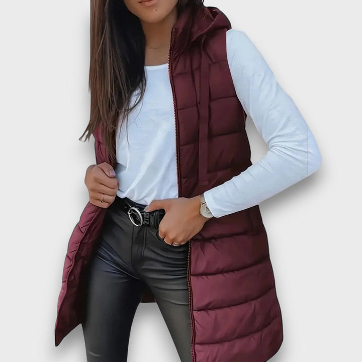 Damen Leichte Gesteppte Jacke mit Kapuze für Herbst in Kastanienbraun