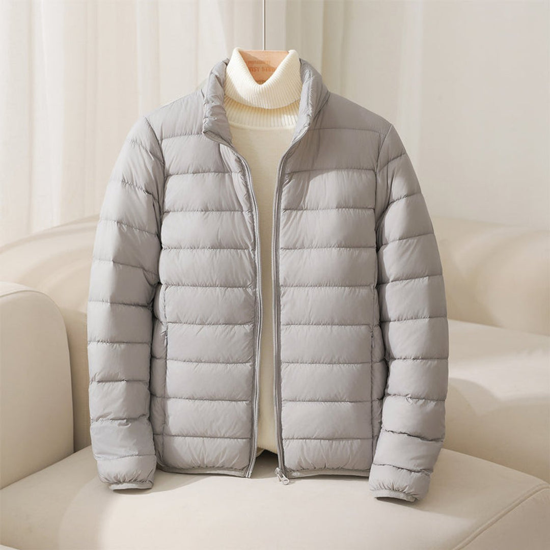 Damen Leichte Gesteppte Pufferjacke mit Stehkragen in Grau