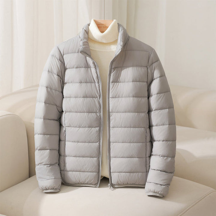 Damen Leichte Gesteppte Pufferjacke mit Stehkragen in Grau