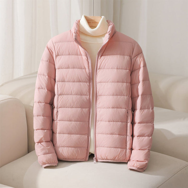 Damen Leichte Gesteppte Pufferjacke mit Stehkragen in Rosa