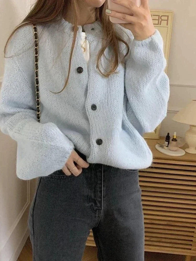 Damen Leichte Strickjacke für den Alltag in Weiß 2