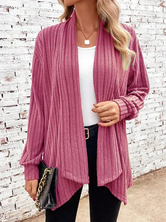 Damen Leichte Winterjacke im Cardigan-Stil in Dunkelrosa