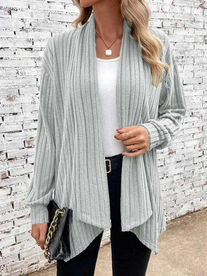 Damen Leichte Winterjacke im Cardigan-Stil in Hellgrau