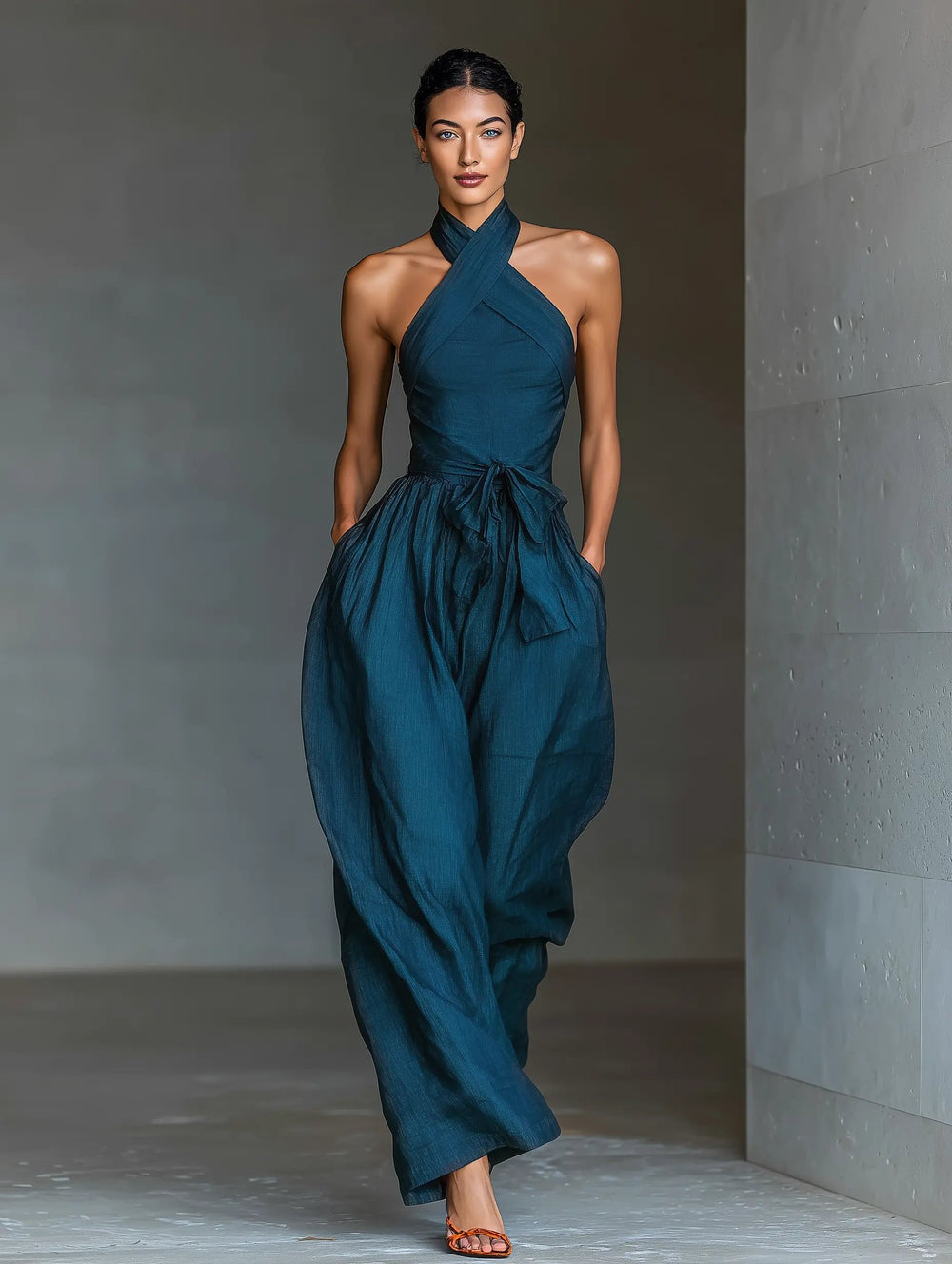 Damen Leinen Jumpsuit elegant für Hochzeitsgäste (2)