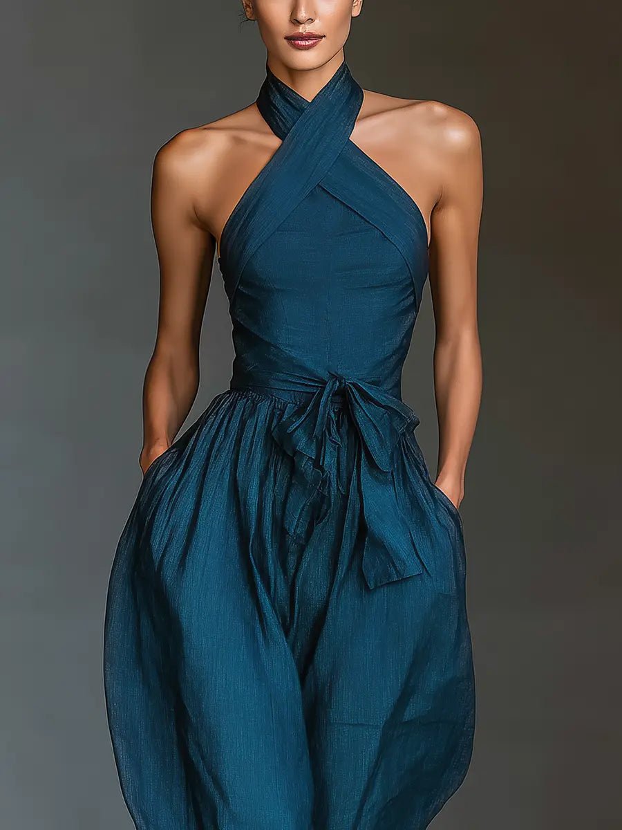 Damen Leinen Jumpsuit elegant für Hochzeitsgäste (3)