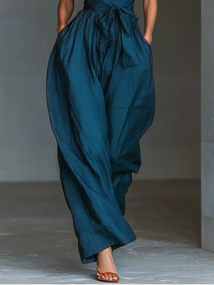 Damen Leinen Jumpsuit elegant für Hochzeitsgäste (4)