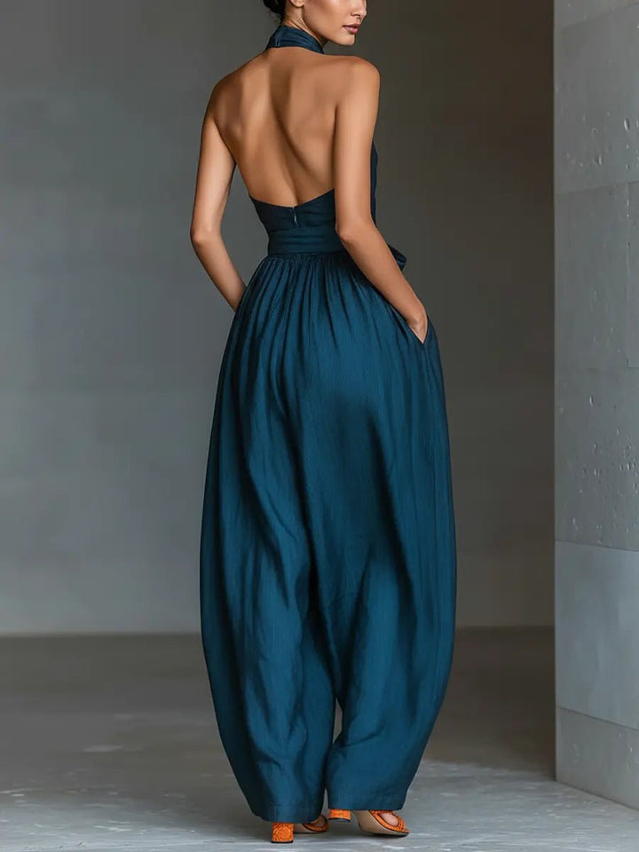 Damen Leinen Jumpsuit elegant für Hochzeitsgäste (5)