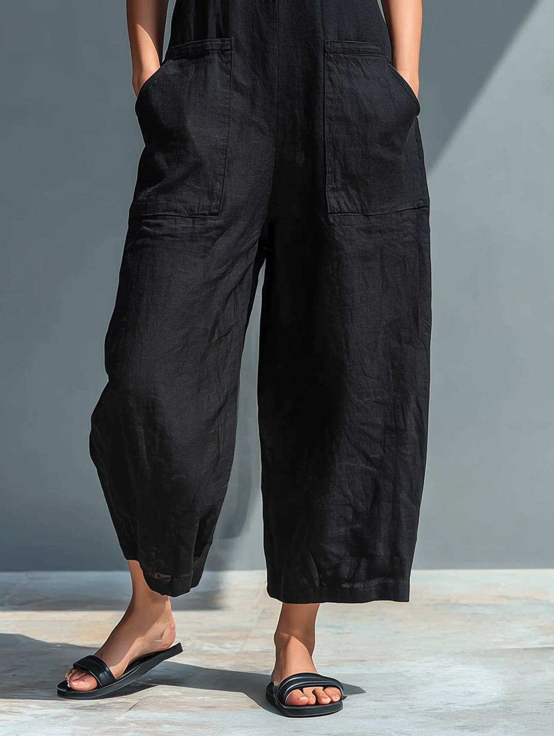 Damen Leinen-Jumpsuit für Büro und Freizeit (9)