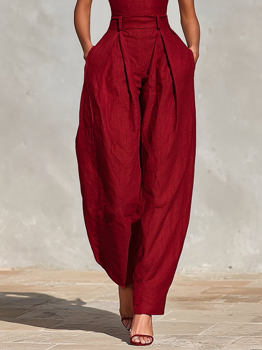 Damen Leinen Jumpsuit für elegante Anlässe (4)
