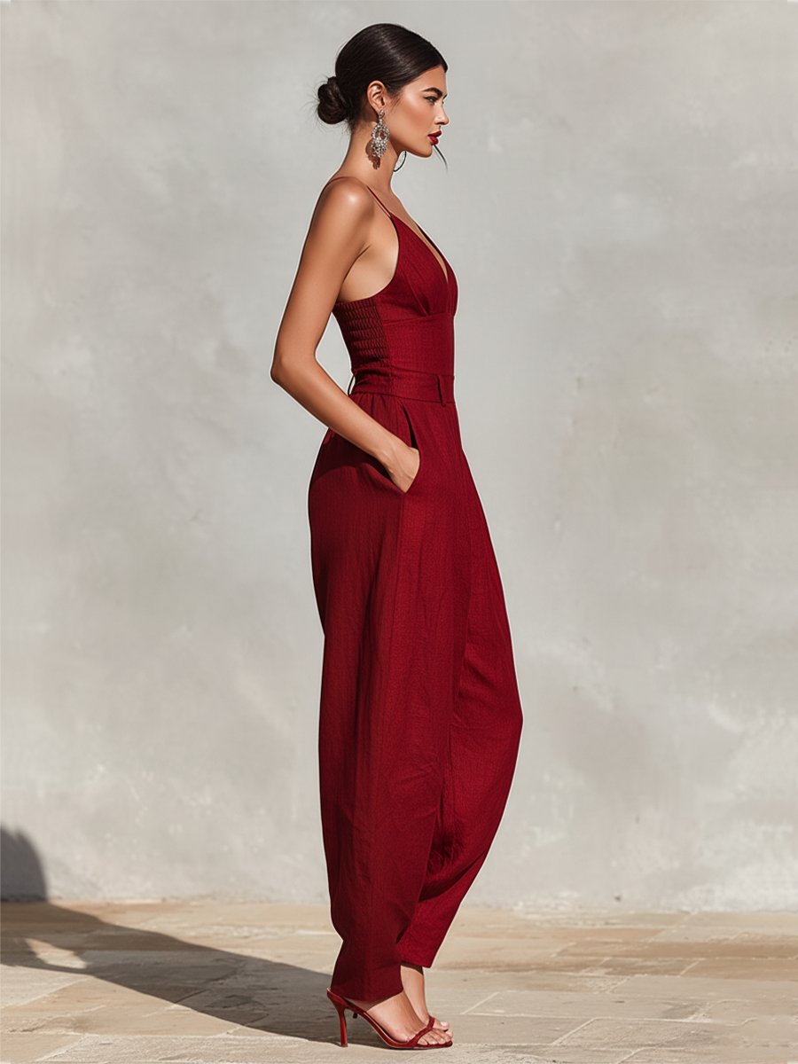 Damen Leinen Jumpsuit für elegante Anlässe (6)