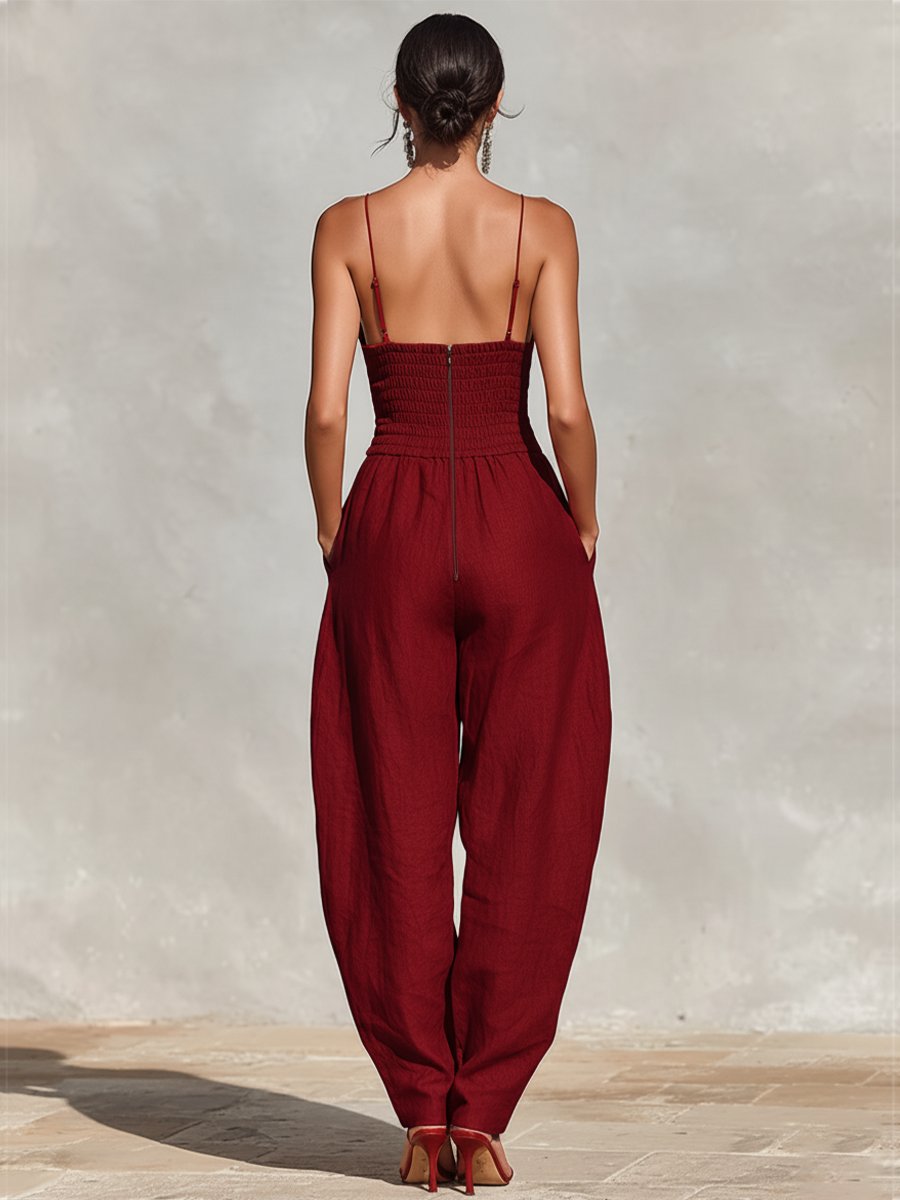 Damen Leinen Jumpsuit für elegante Anlässe (7)