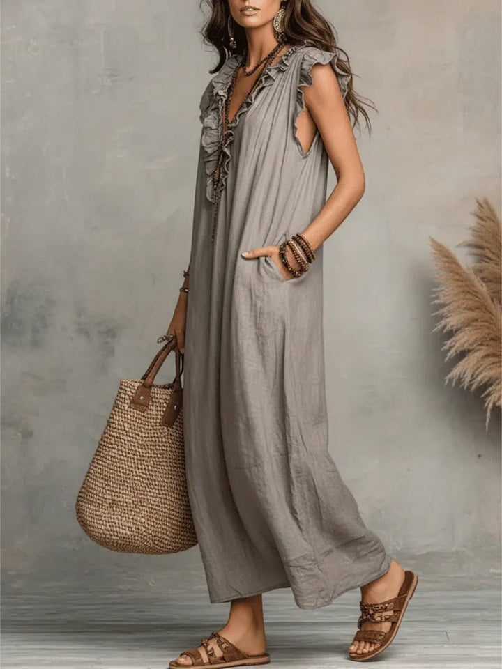 Damen Leinen Maxikleid für Hochzeitsgäste (10)