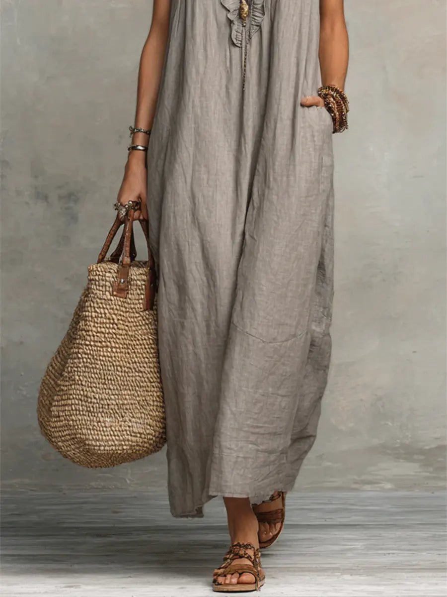 Damen Leinen Maxikleid für Hochzeitsgäste (7)