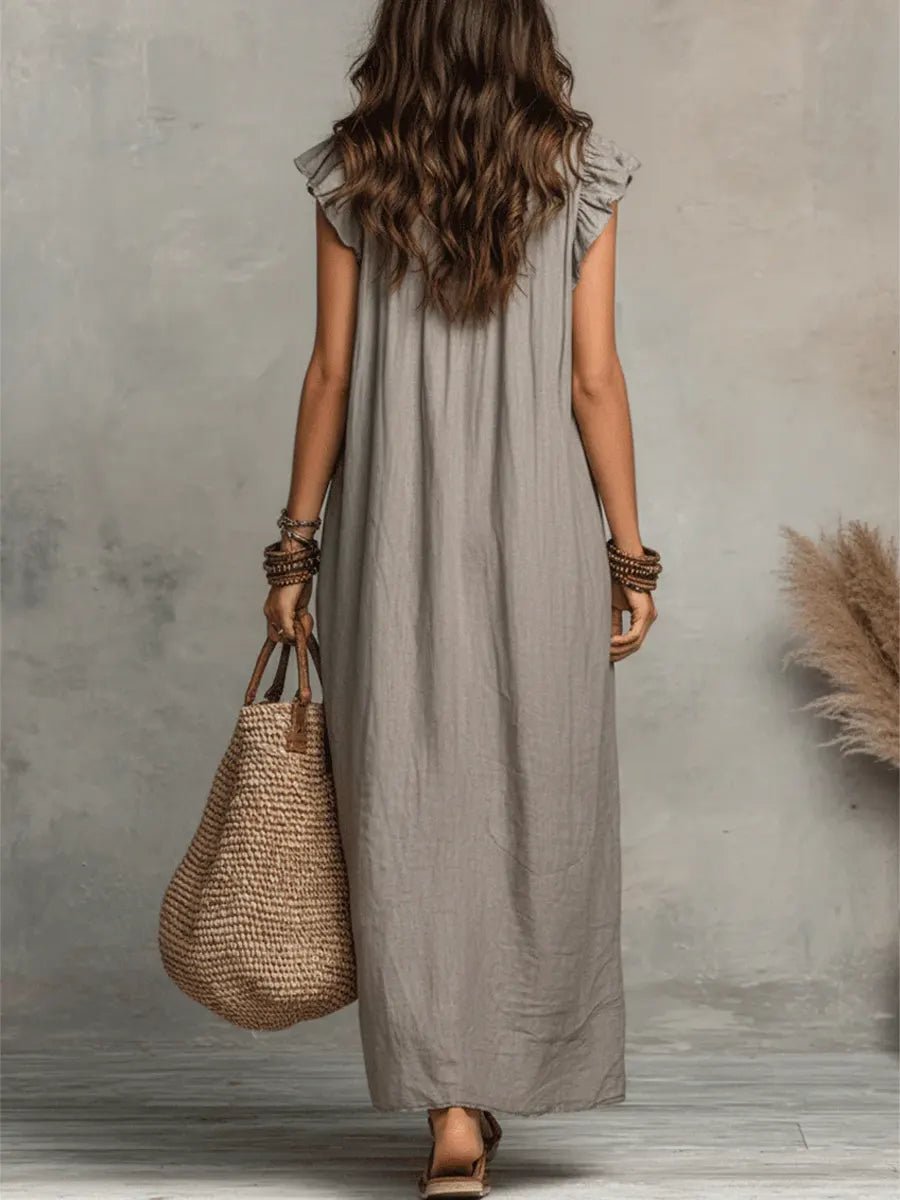 Damen Leinen Maxikleid für Hochzeitsgäste (9)
