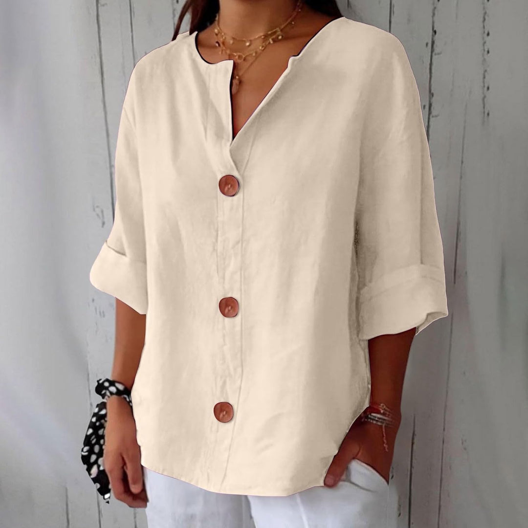 Damen Leinenbluse für lässige Sommertage in Beige