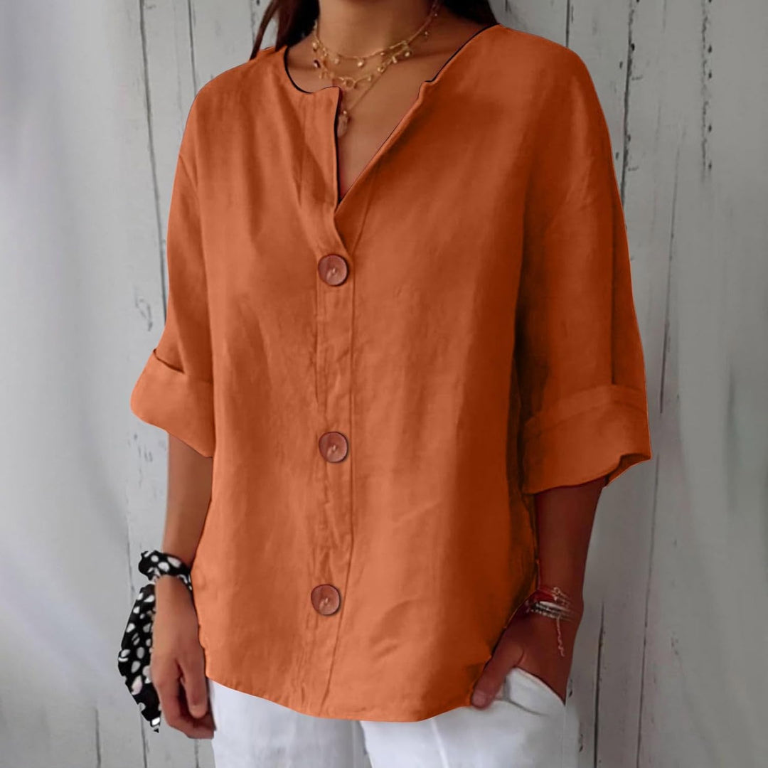 Damen Leinenbluse für lässige Sommertage in Orange